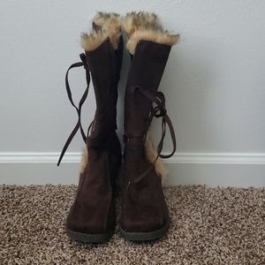 Soda Brown Wedge Faux Boots